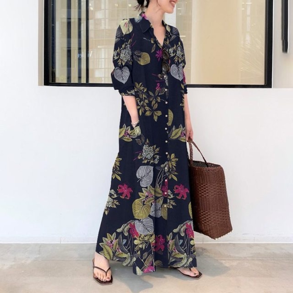 NWT Zanzea Retro Floral Printed Long Maxi Swing Shirt Dress Duster Linen Plus